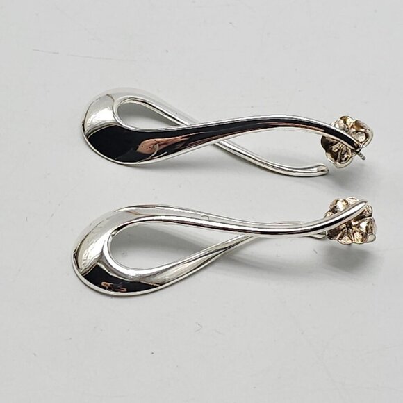 Sterling Silver Infinity Drop Earrings 925 Twisted Design - Picture 2 of 6